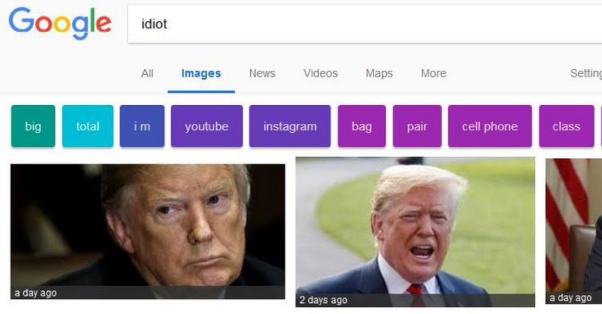 Google musel vysvetľovať, prečo vyhľadávanie po zadaní slova „idiot“ zobrazilo fotky Donalda Trumpa