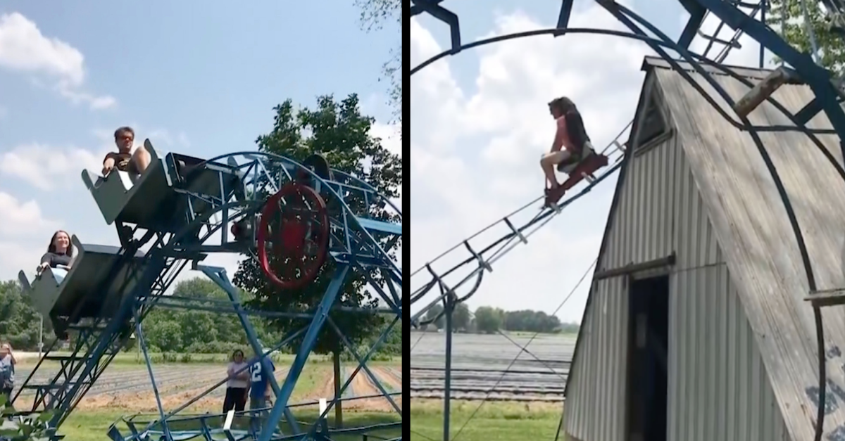 Milovníci horských dráh vyskúšali vychytanú, podomácky vyrobenú, 55 metrovú atrakciu, ktorú má chlapík na záhradke
