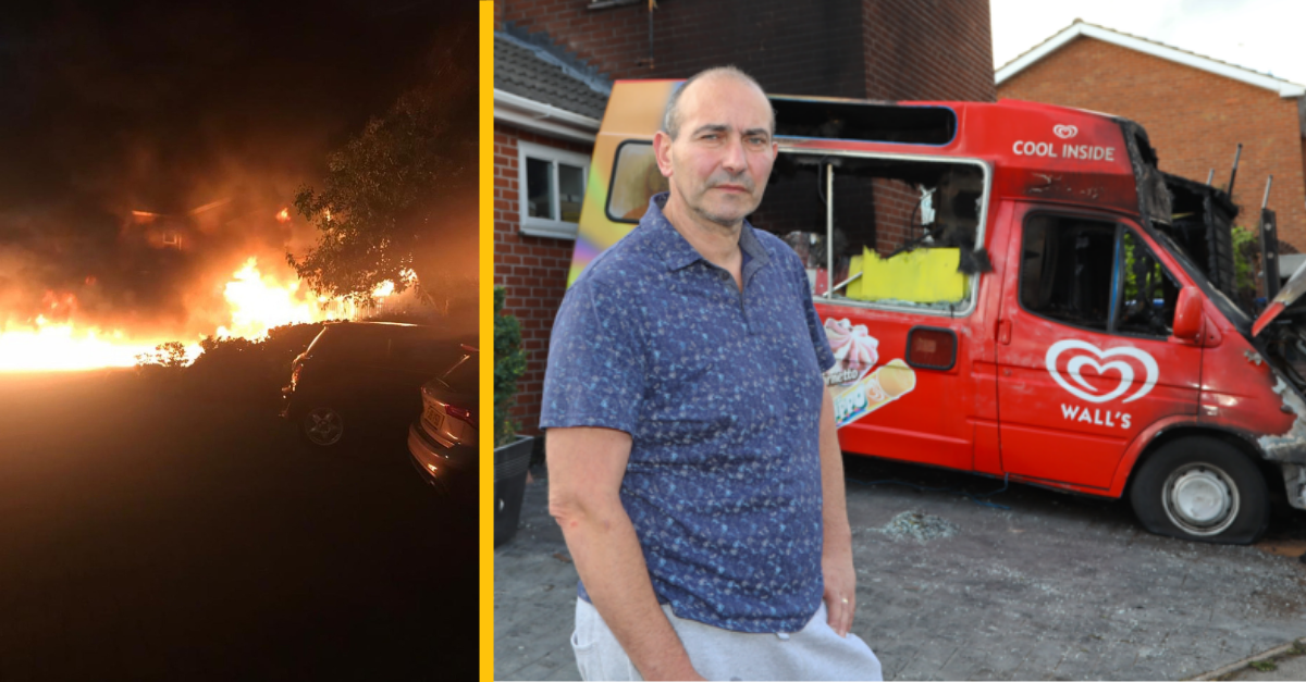 Zmrzlinár prišiel o tisíce libier, keď mu v rámci veľkej zmrzlinárskej vojny podpálili dve dodávky a časť domu
