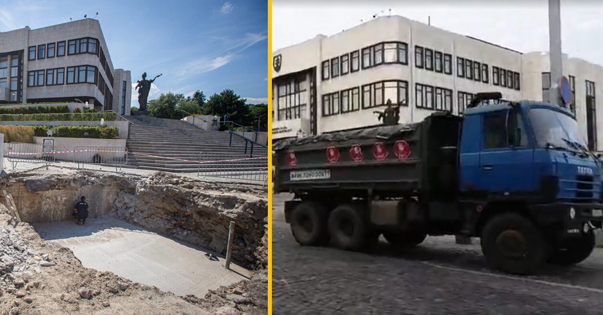 Slovenskí farmári vysypali hnoj pred parlamentom na protest proti Dankovmu stožiaru (video)