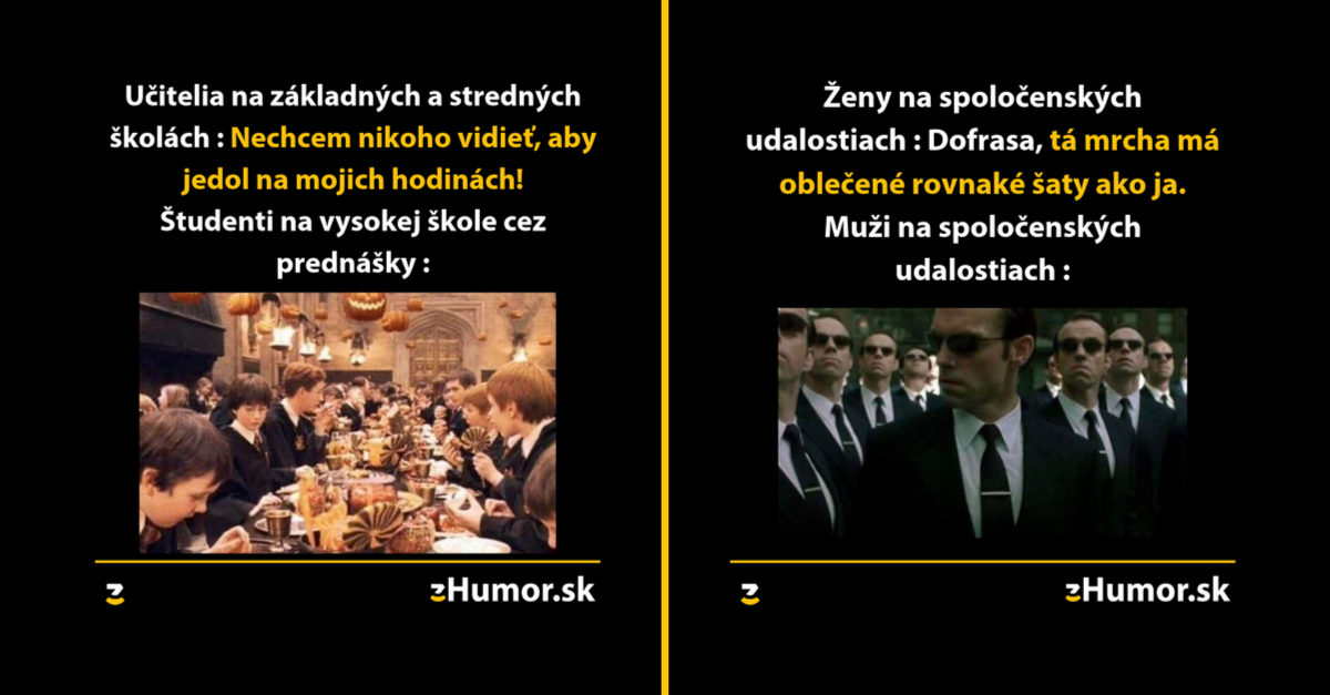 O živote na vysokej škole ale aj o strese žien na spoločenských udalostiach – to všetko nájdeš v dnešných memes.