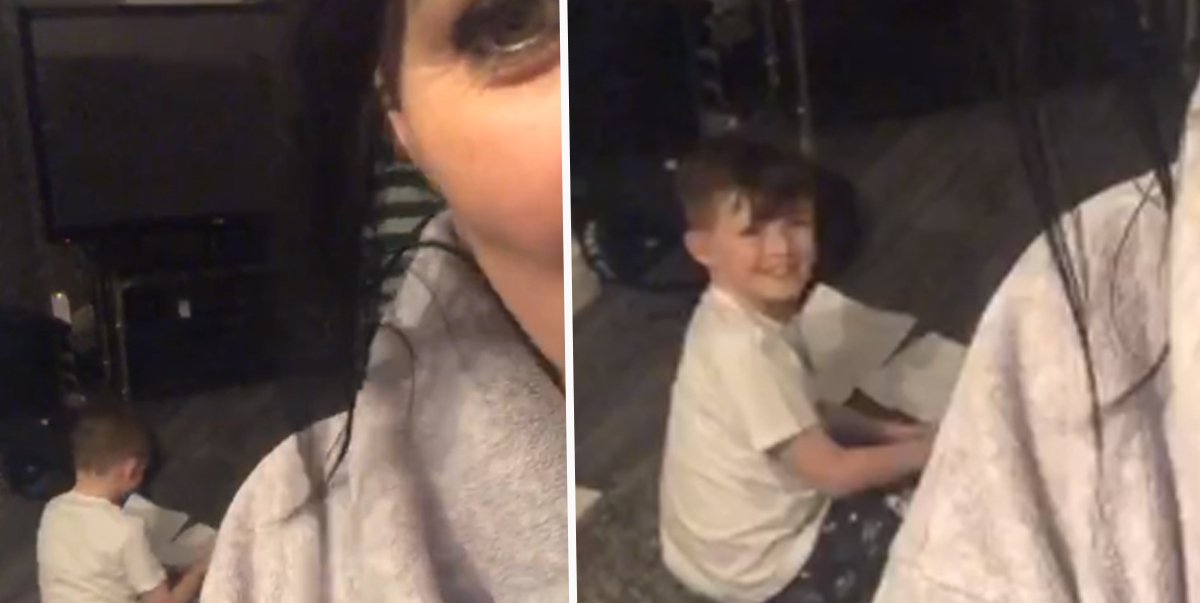 Mama pristihla 9-ročného syna ako si šikovne pomáha pri robení domácich úloh