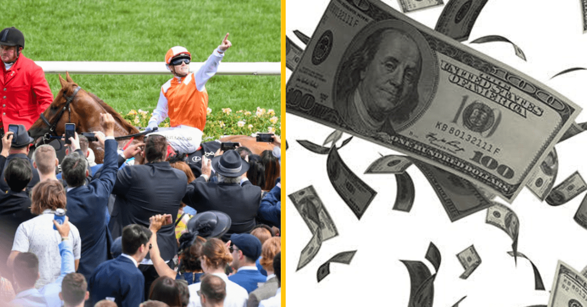 Chlapíka na rade na konských dostihoch odkopla žena tesne pred tým, ako vyhral $800.000
