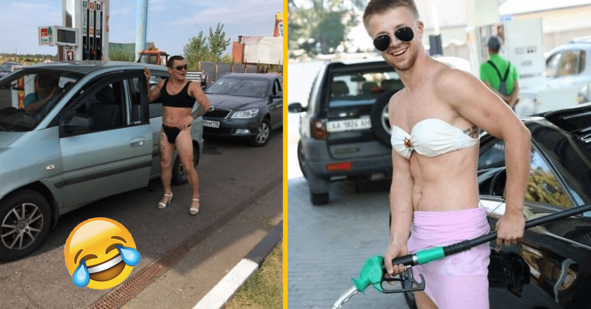 Na ruskej čerpacej stanici mali akciu: „prídi v bikinách a dostaneš benzín zadarmo,“ tak to využili aj muži