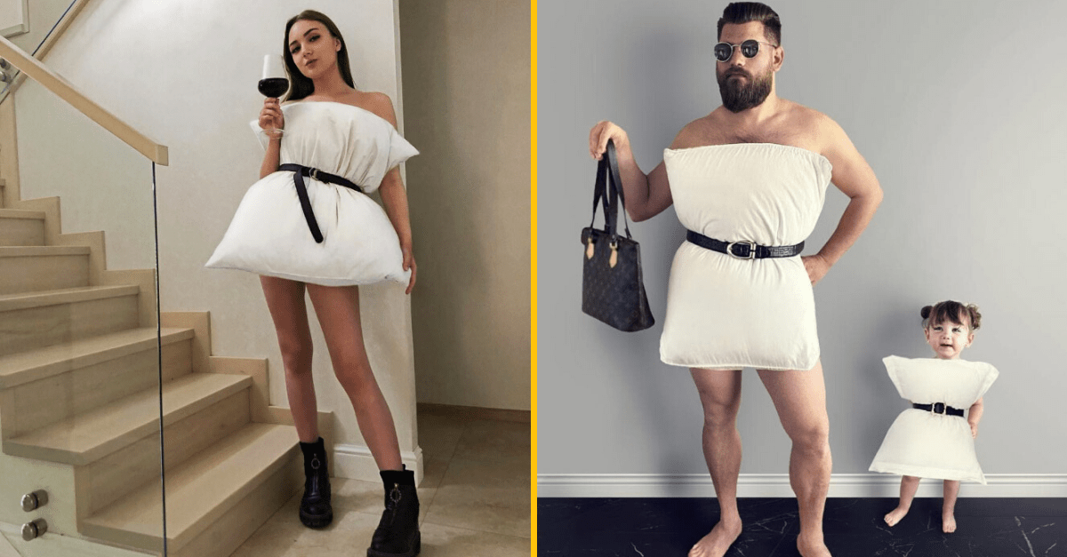 Ľudia sa bavia novou internetovou výzvou – Obliekajú sa doma do šiat z vankúšov