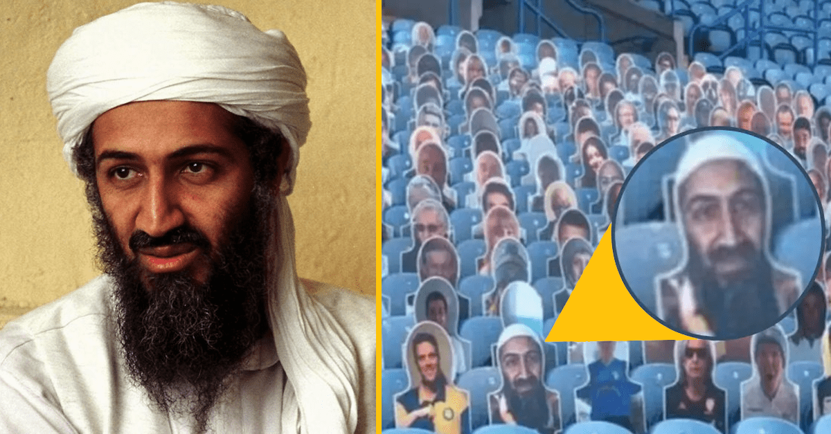 Futbalový klub musel zo štadióna odstrániť kartónový výrez teroristu Usáma bin Ládina