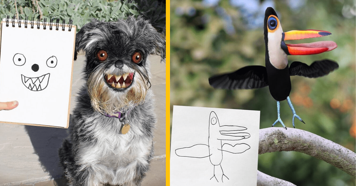 Otec pretvára kresby svojich detí na realitu pomocou Photoshopu, čím vznikli úplne nové druhy zvierat