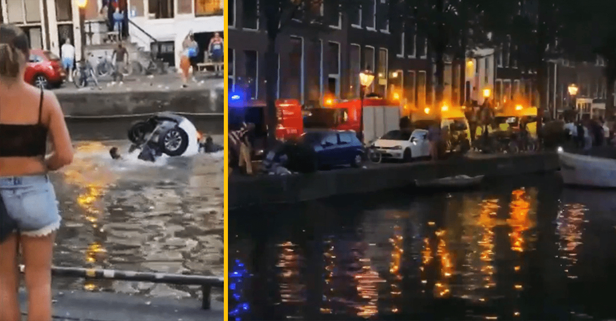 Nadrogovaní mladíci „zaparkovali“ auto v amsterdamskom kanáli. Z vody ich museli vyťahovať okoloidúci