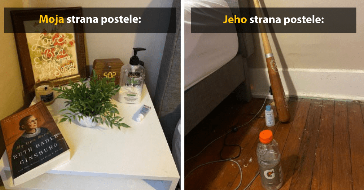 20 vtipných porovnaní mužskej a ženskej strany postele