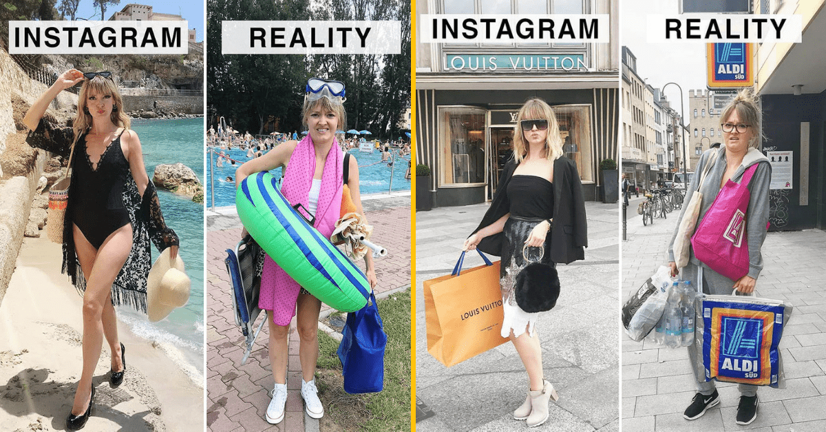 50 geniálnych porovnaní, kde žena ukazuje ako by vyzerali dokonalé Instagramové fotografie keby boli úprimné