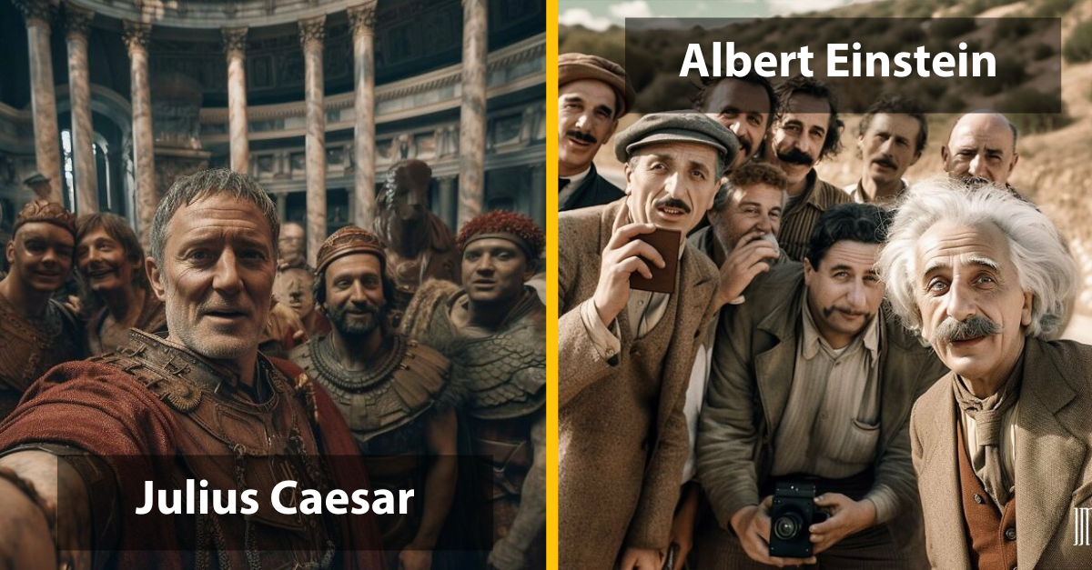 Grafický dizajnér zdieľa historické osobnosti, ktoré si robia selfie