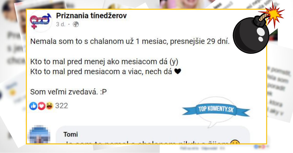 Bomby zo sociálnych sietí #777 – nemala to s chalanom skoro mesiac, Tomi ju svojím komentárom odrovnal