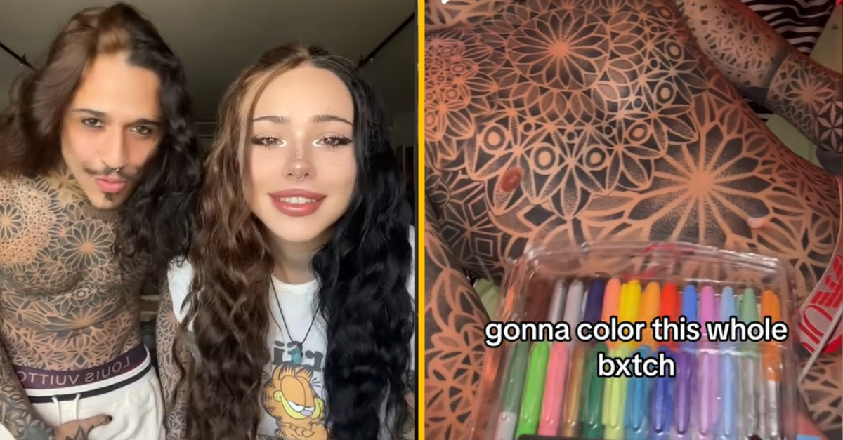 Žena si z priateľa spravila živú omaľovánku. Zabralo jej to niekoľko hodín