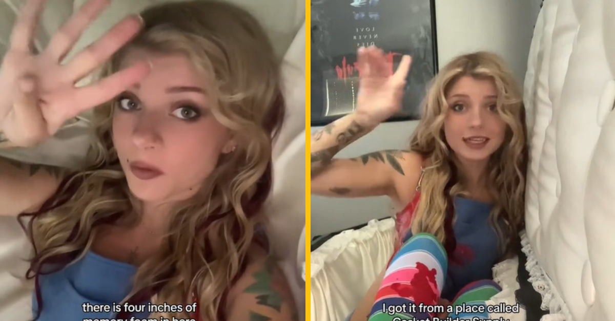 Žena spáva v rakve. Ľudia tvrdia, že je čudná, ale ona miluje, aké je to pohodlné