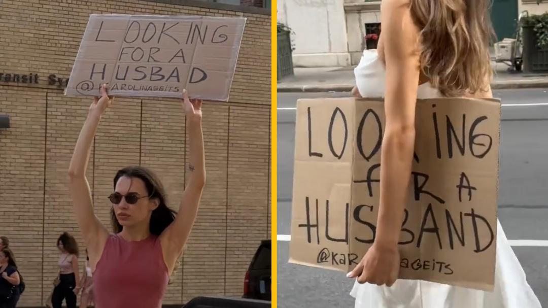 Rozhodla sa vziať osud do vlastných rúk. Žena si hľadá manžela priamo na ulici pomocou kusu krabice