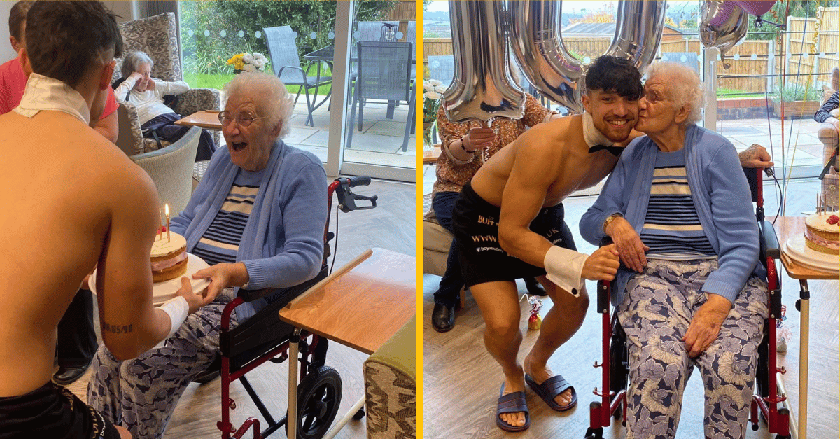 101-ročná prababička oslávila svoje narodeniny vo veľkom štýle – s vlastným komorníkom v spodnom prádle!