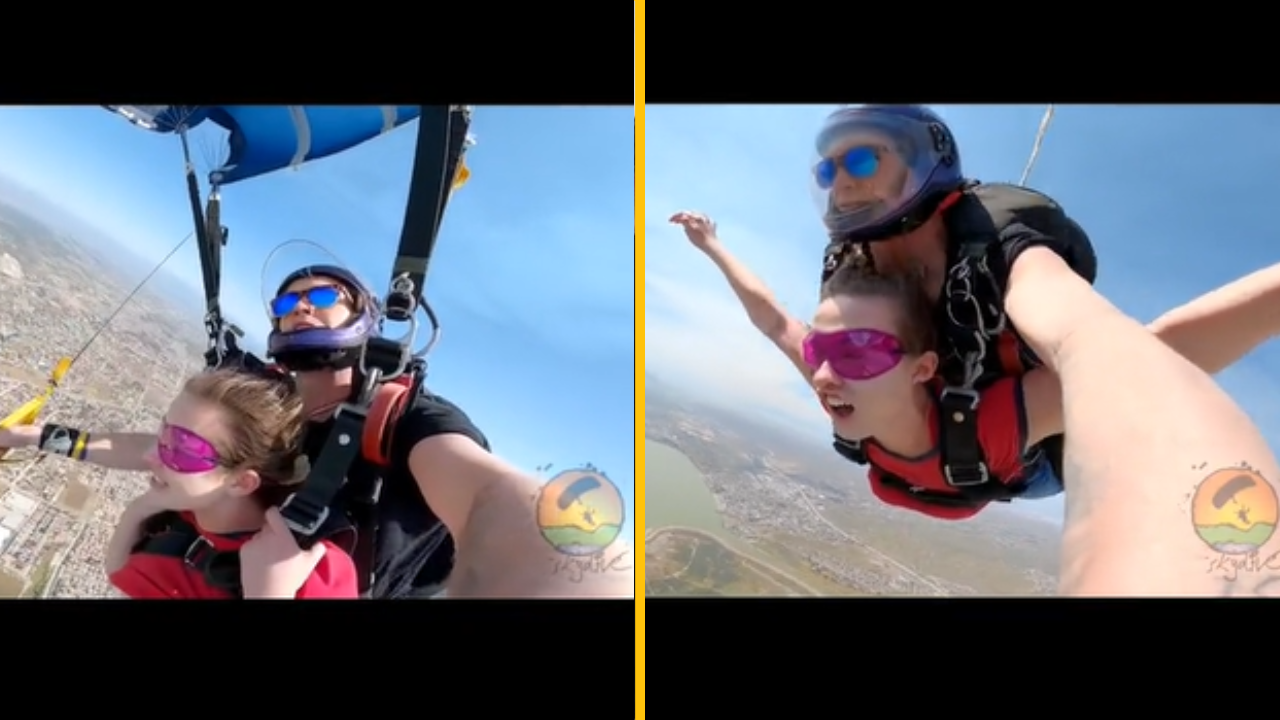 Počas skoku s padákom ukázala viac než chcela. Žena podcenila nával vzduchu a odhalila svoje prednosti