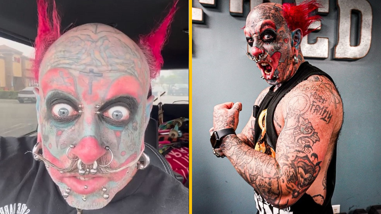 Muž si dal potetovať tvár, aby vyzeral ako klaun. Deti sa ho boja, no on si splnil detský sen