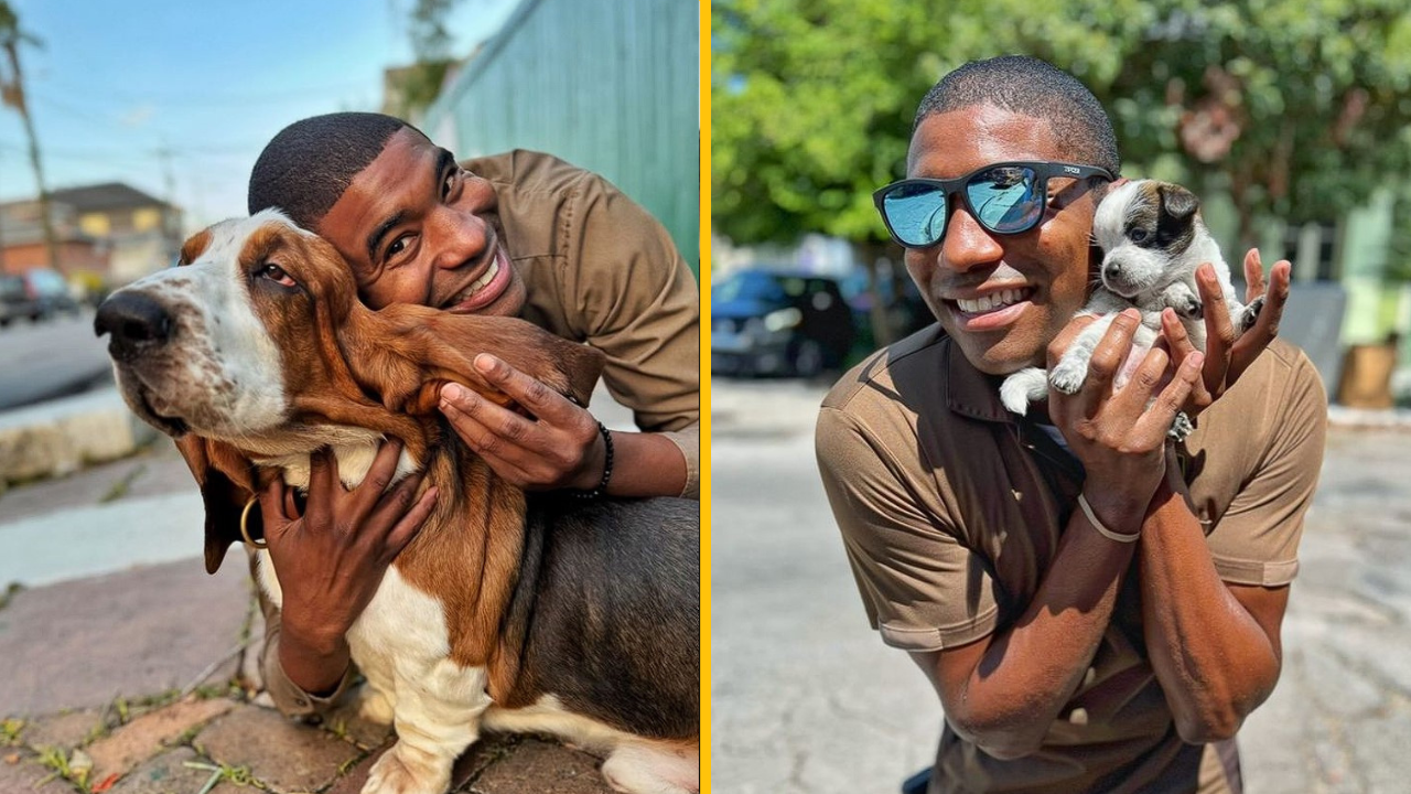 Tento kuriér sa fotí so všetkými psami, na ktoré počas roznášania balíkov narazí