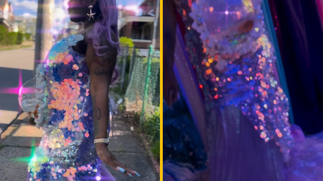 Žena je pod paľbou kritiky pre netradičné šaty. Obsahujú akvárium so živými rybkami