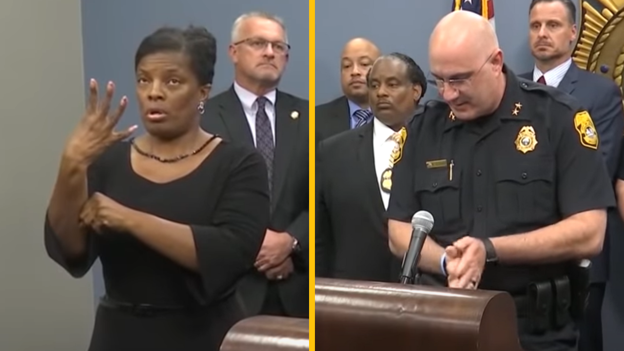 Podvodníčka predstierala tlmočenie posunkovej reči na živom vysielaní konferencie policajného vyšetrovania