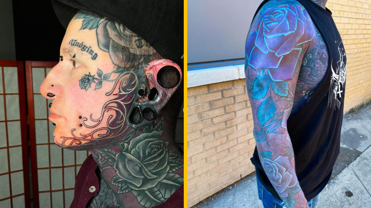 Muž, ktorý minul viac ako 115 tisíc libier na tetovania, ukazuje svoju dvojročnú premenu