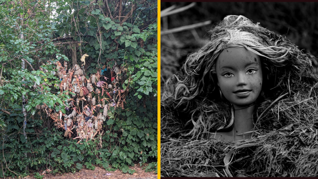 Vydesený muž našiel v lese strašidelnú svätyňu bábiky Barbie