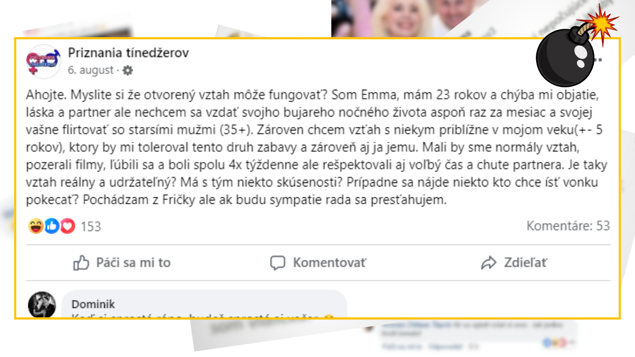 Bomby zo sociálnych sietí #1035 – 23-ročnej babe chýba objatie od partnera, ale nechce sa vzdať svojho bujarého života