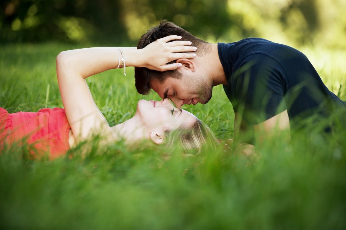 couple, field, lovers