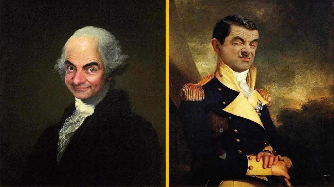 21 zábavných fotiek, ktoré ukazujú najslávnejšie obrazy ľudstva s tvárou Mr. Beana