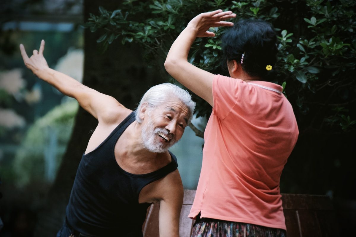 china, old man, dance