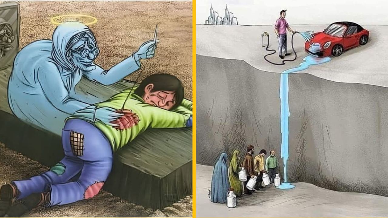 Silné ilustrácie zobrazujúce dnešnú spoločnosť, ktoré majú naozaj hlboký význam