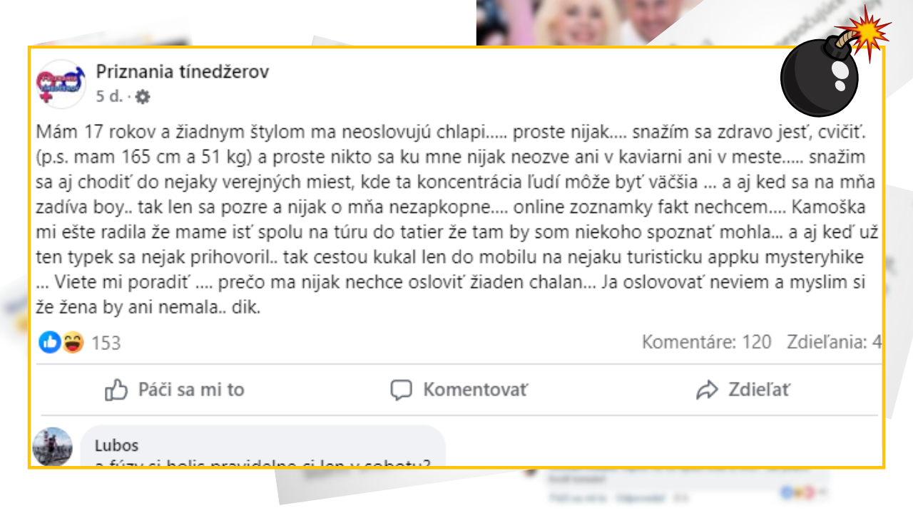 Bomby zo sociálnych sietí #1110 – trápi ju, že sa jej neprihovorí žiadny chlapi a nemá s kým randiť a pri tom sa prezentuje ako dokonalá baba