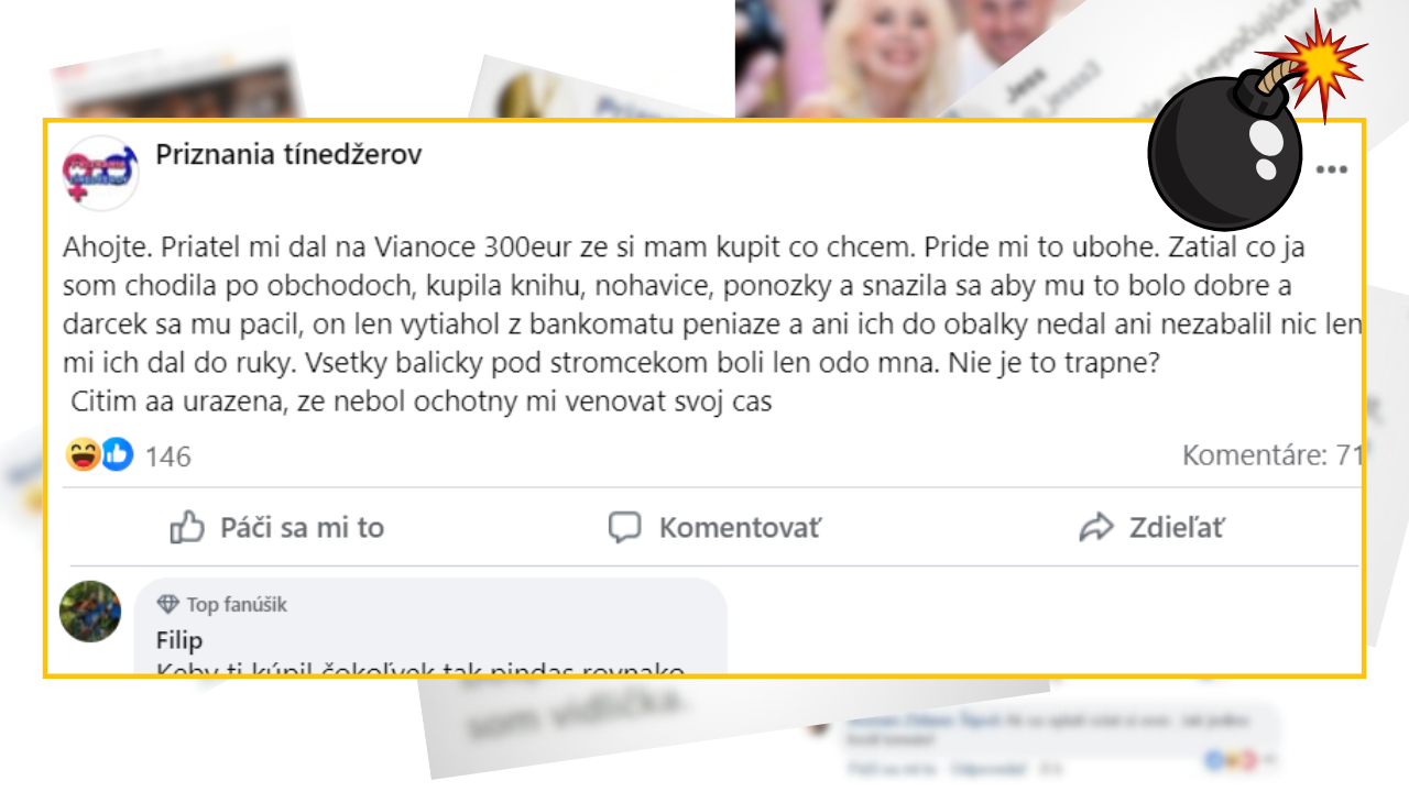 Bomby zo sociálnych sietí #1116 – frajer jej dal na Vianoce 300 eur, jej to príde úbohé