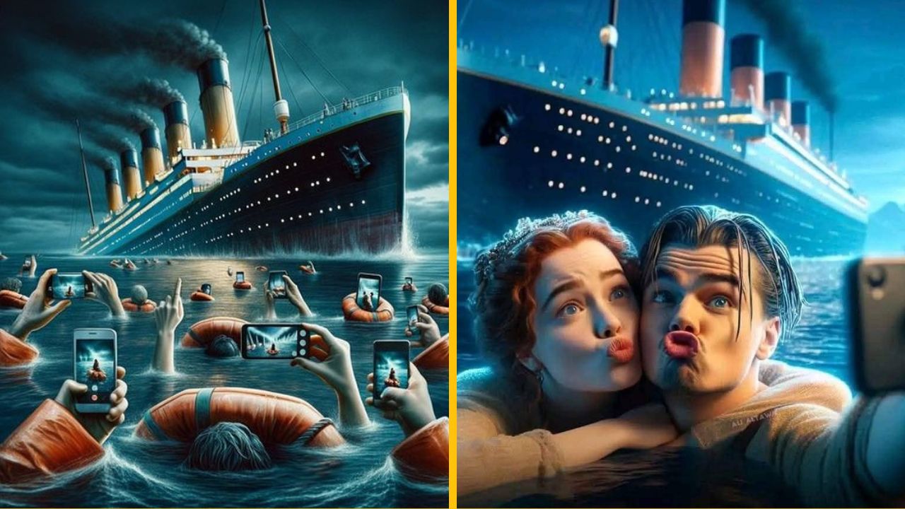 10 vtipných fotiek, ako by to vyzeralo, keby sa Titanic potopil v roku 2024