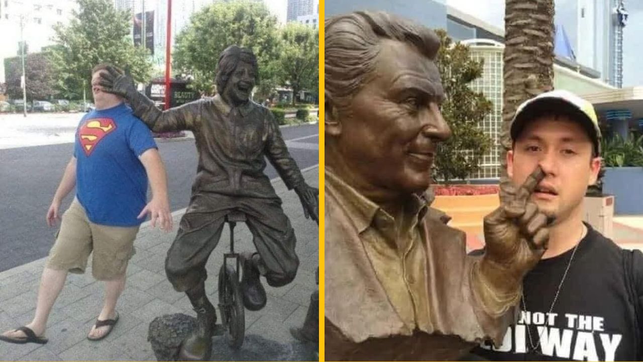 17 vtipných fotografií ľudí, ktorí vedia, ako zapózovať pri umeleckých sochách