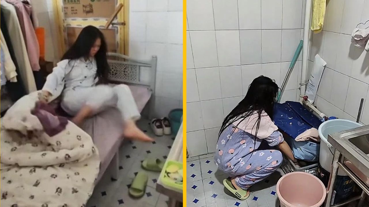 Mladá žena býva v práci na WC, aby ušetrila peniaze na nájomnom