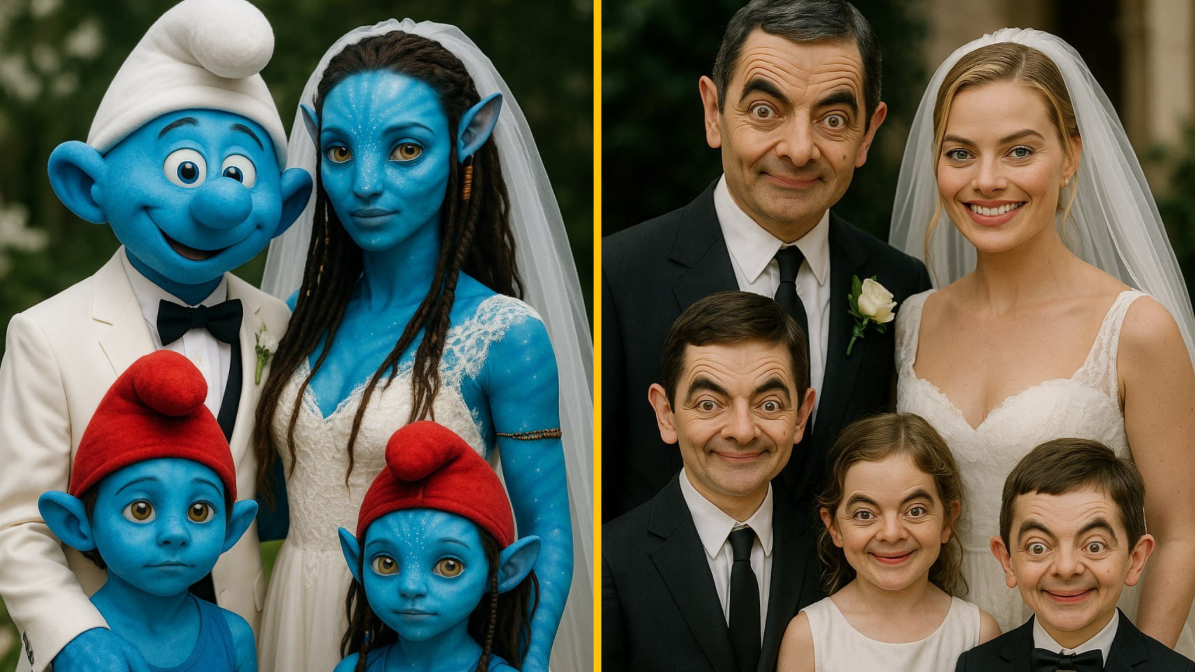 9 nezvyčajných svadieb v popkultúre podľa AI: Jon Snow s Daenerys či Mr. Bean s Margot Robbie