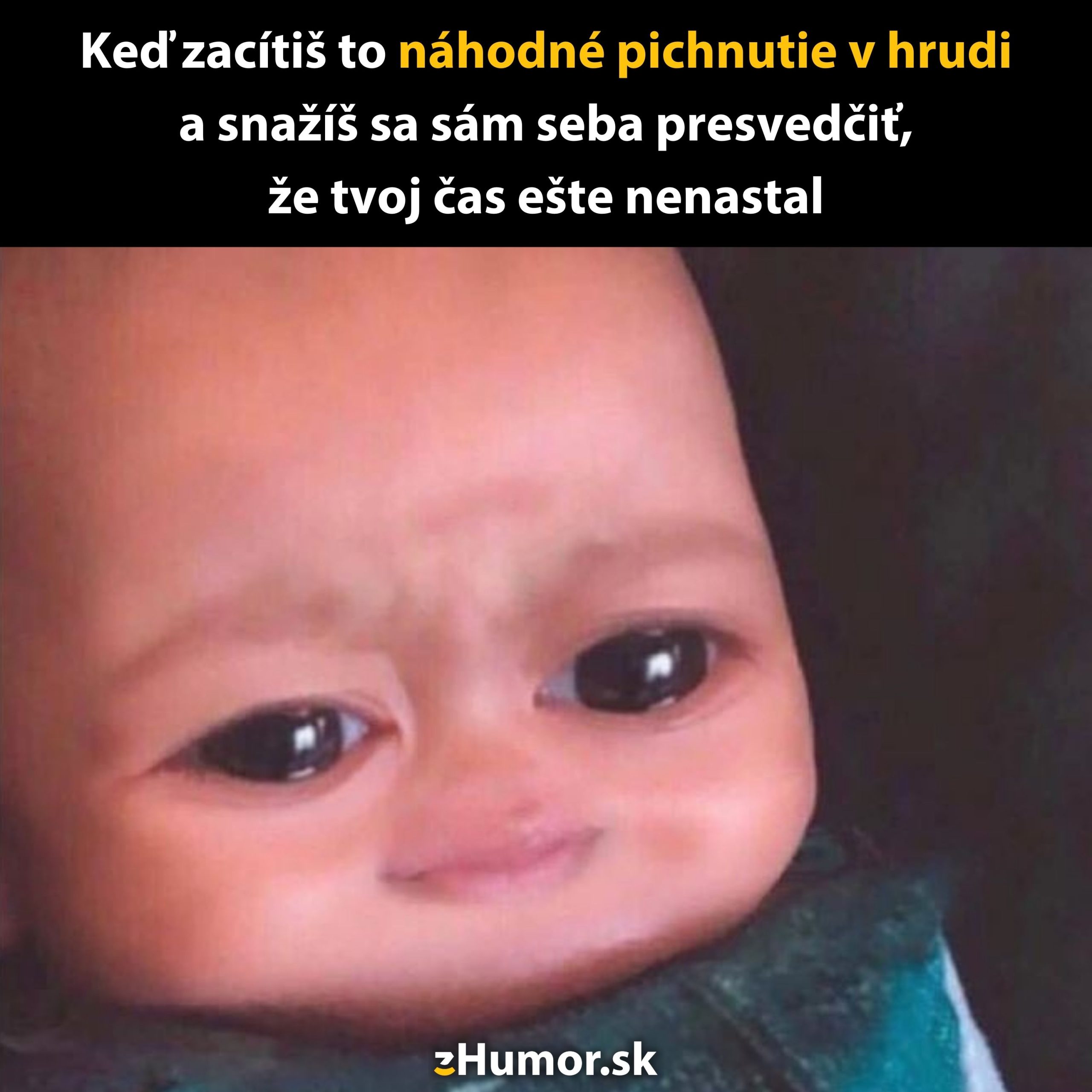 Kreslená tvár s veľkými očami a popisom o náhodných bolestiach v hrudi a presviedčaní sa, že je všetko v poriadku.