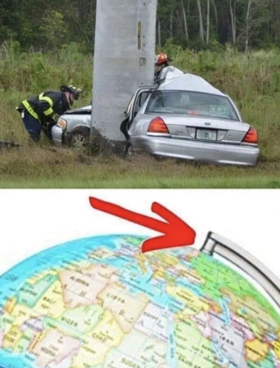 Auto narazené do stĺpa a šípka ukazujúca na mapu Európy.