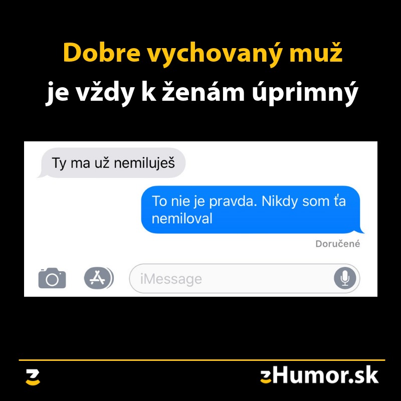 SMS konverzácia o úprimnosti vo vzťahoch s textom: Ty ma už nemiluješ a odpoveďou: Nikdy som ťa nemiloval.