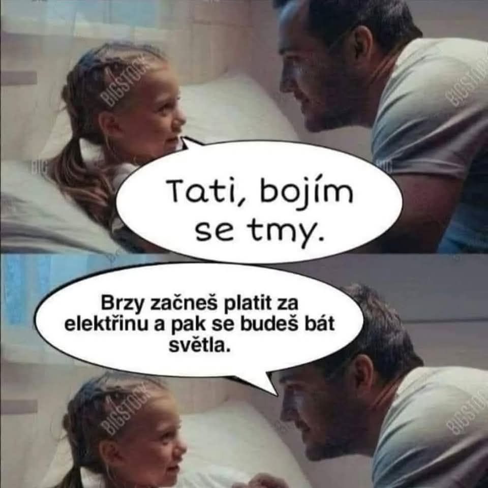 Otec a dcéra sa rozprávajú vtipným spôsobom o strachu z tmy a platení za elektrinu.