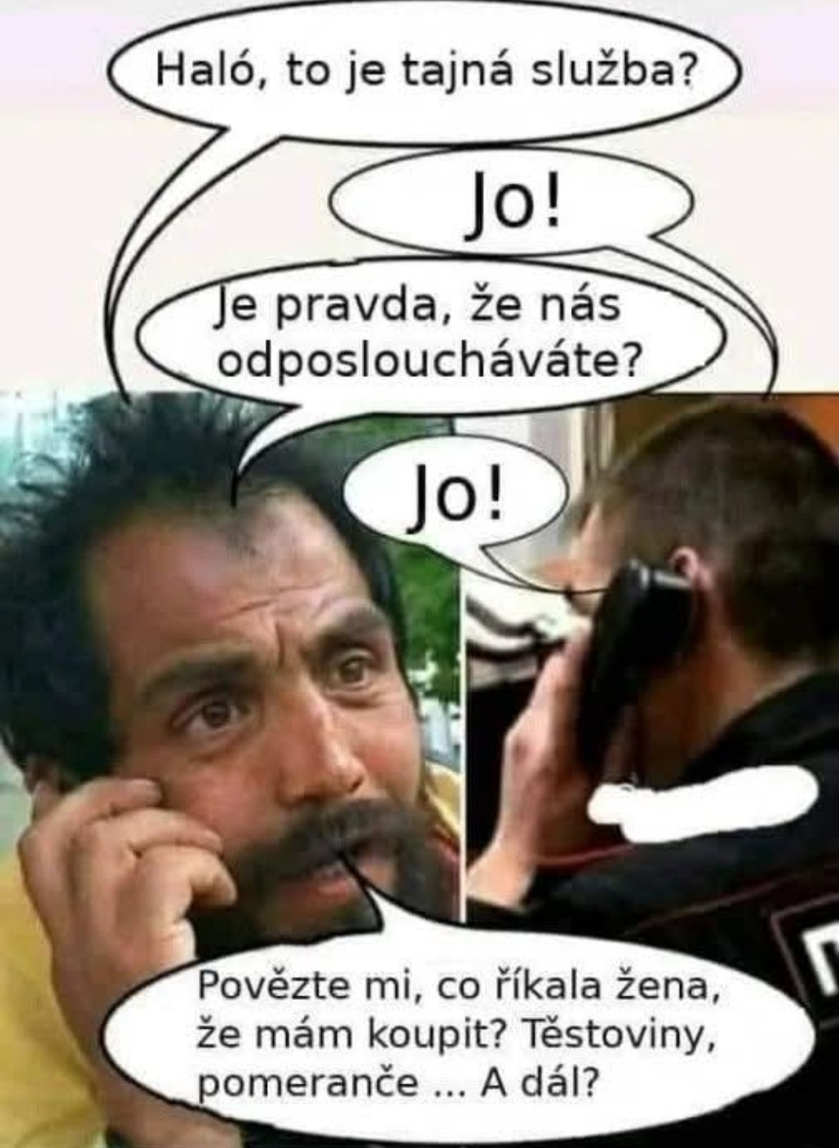 Muž žiada tajnú službu o detailný zoznam potravín, ktoré má kúpiť podľa pokynov jeho manželky.