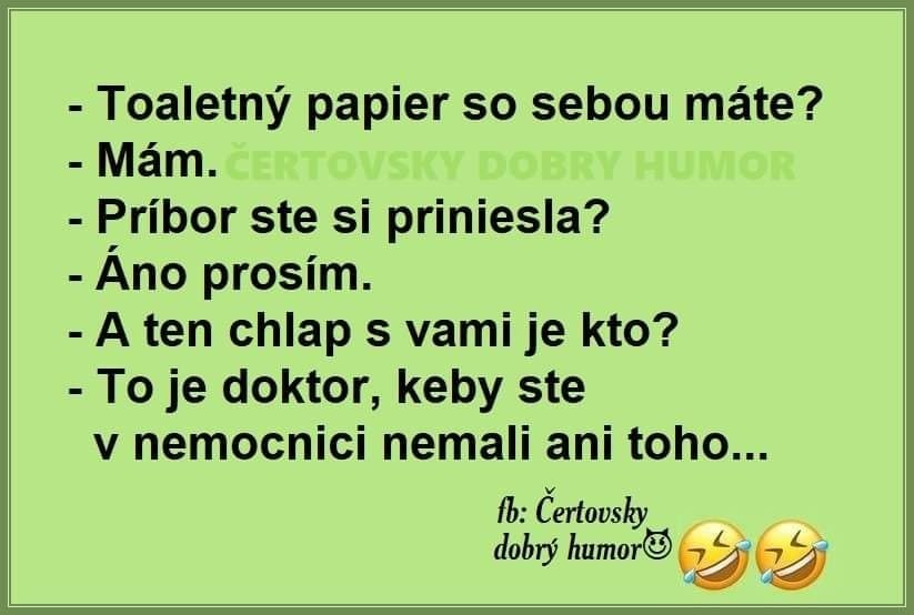 Vtipný rozhovor o zbytočných veciach, ktoré si ľudia nosia do nemocnice, vrátane doktora.