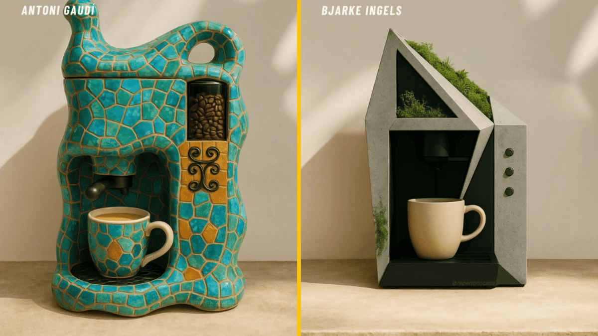 Dizajnové kávovary s keramickým a moderným dizajnom, inšpirované architektúrou a prírodnými prvkami.