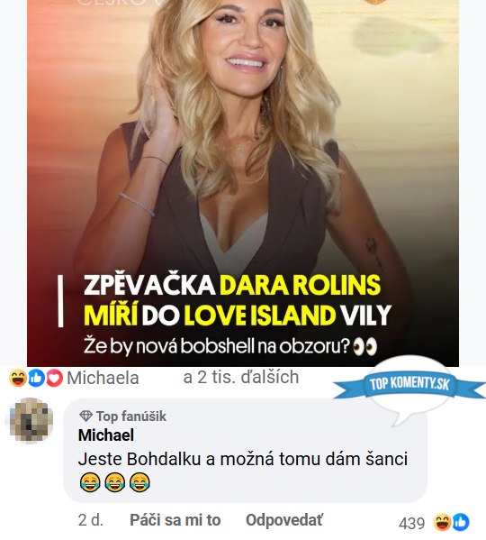Blonďavá žena v šatách stojí pred oranžovou stenou, text naznačuje nový začiatok v šou Love Island.