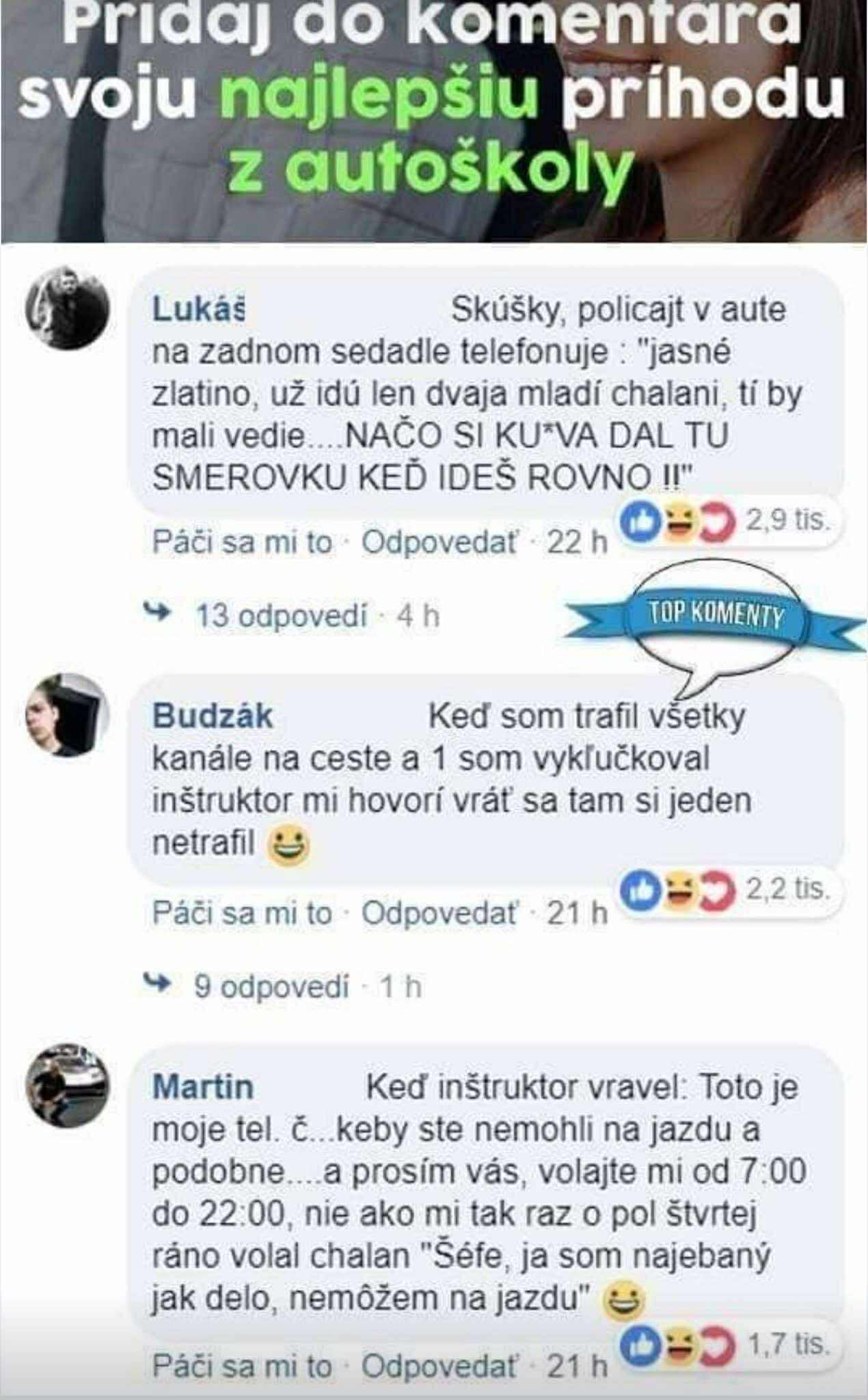 Vtipné príbehy z autoškoly: inštruktorov a skúšok vtipné momenty v komentároch online diskusie.