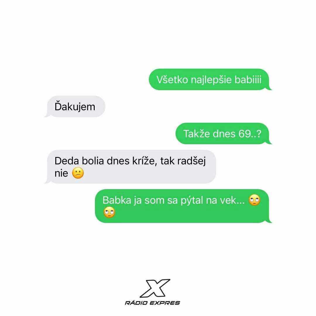 Babkin omyl v SMS konverzácii: otázka na vek vedie k vtipnej odpovedi o dedovi.