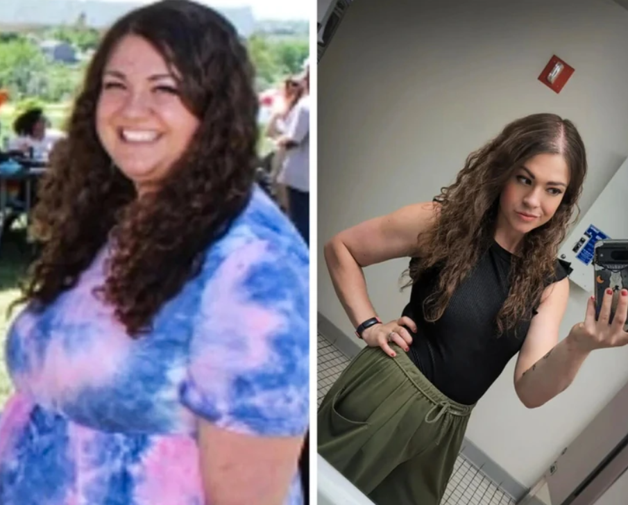 Na obrázku sú dve fotografie ženy zobrazujúce jej premenu: vľavo pred a vpravo po zmene životného štýlu.