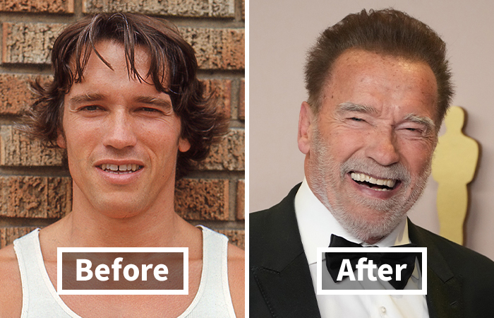 Osoba pred a po transformácii, pohľad na historický vývoj vizáže a úspechu jednotlivca.